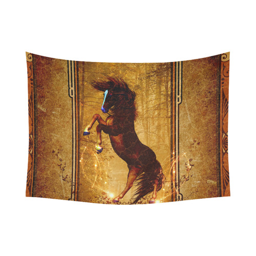 Awesome horse, vintage background Cotton Linen Wall Tapestry 80"x 60"