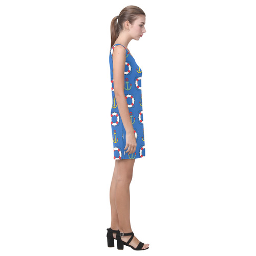 Nautical Pattern With Anchors Medea Vest Dress (Model D06)