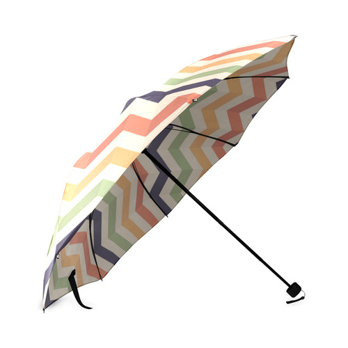 Cute Red Orange Green Chevron Stripes Foldable Umbrella (Model U01)