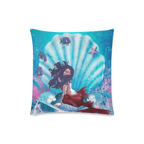 mermaid in a shell Custom Zippered Pillow Case 18"x18"(Twin Sides)