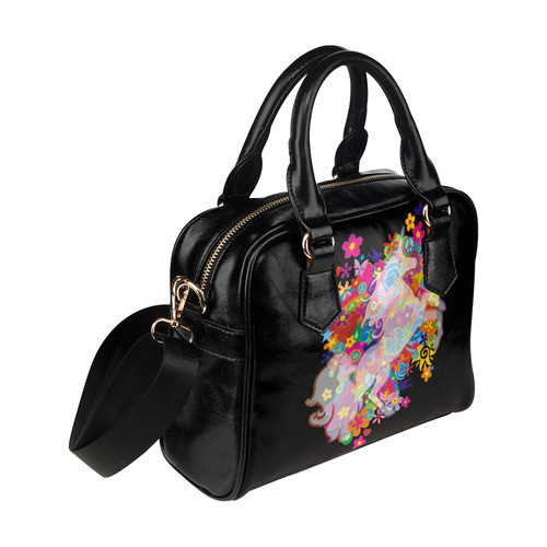 FLOWER POWER rainbow UNICORN multicolored Shoulder Handbag (Model 1634)