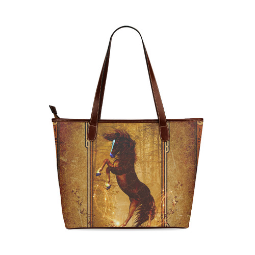 Awesome horse, vintage background Shoulder Tote Bag (Model 1646)