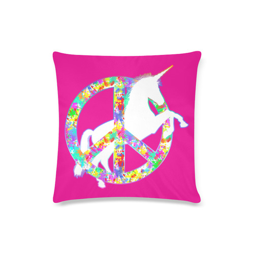 White UNICORN in a multicolored Splatter PEACE Custom Zippered Pillow Case 16"x16"(Twin Sides)