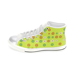 Floral Fabric 2C Women's Classic High Top Canvas Shoes (Model 017)