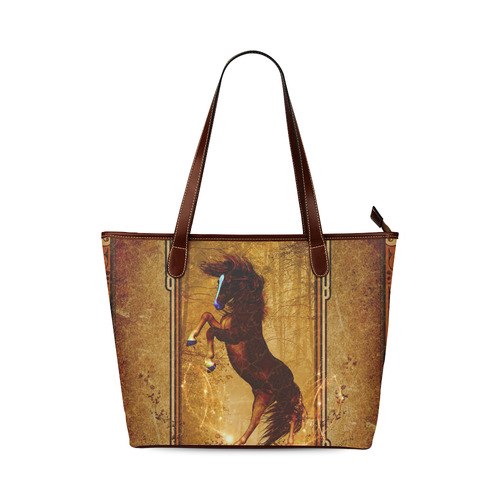 Awesome horse, vintage background Shoulder Tote Bag (Model 1646)