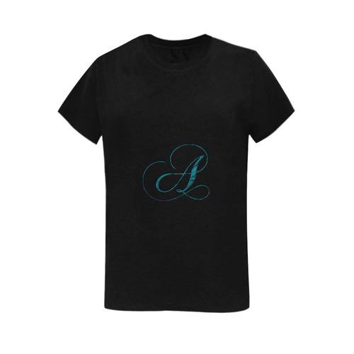 Letter A Blue - Jera Nour Women's T-Shirt in USA Size (Two Sides Printing)