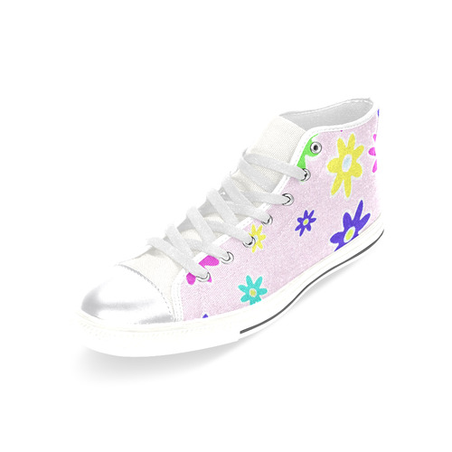 Floral Fabric 1C Women's Classic High Top Canvas Shoes (Model 017) ID