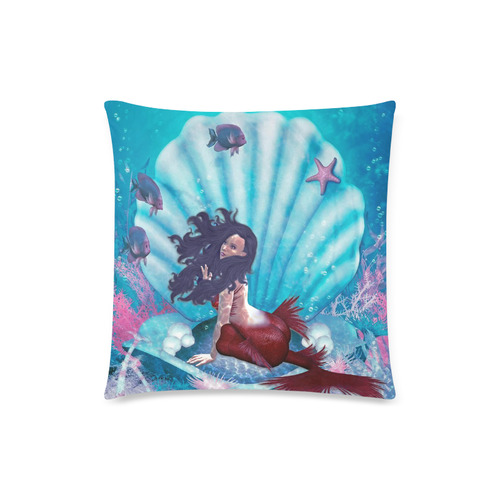 mermaid in a shell Custom Zippered Pillow Case 18"x18" (one side)