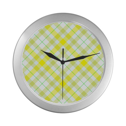 cozy and pleasant Plaid 1F Silver Color Wall Clock