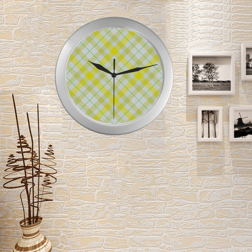 cozy and pleasant Plaid 1F Silver Color Wall Clock