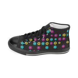 Floral Fabric 2B Women's Classic High Top Canvas Shoes (Model 017)