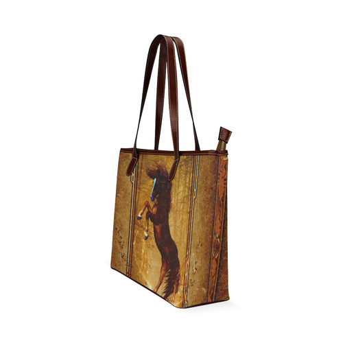 Awesome horse, vintage background Shoulder Tote Bag (Model 1646)