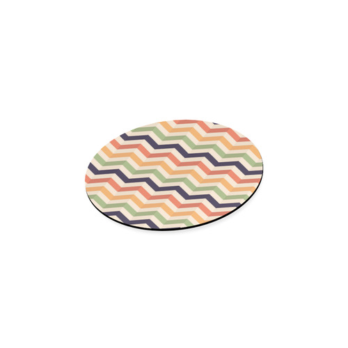 Cute Red Orange Green Chevron Stripes Round Coaster