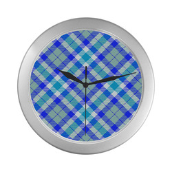cozy and pleasant Plaid 1B Silver Color Wall Clock