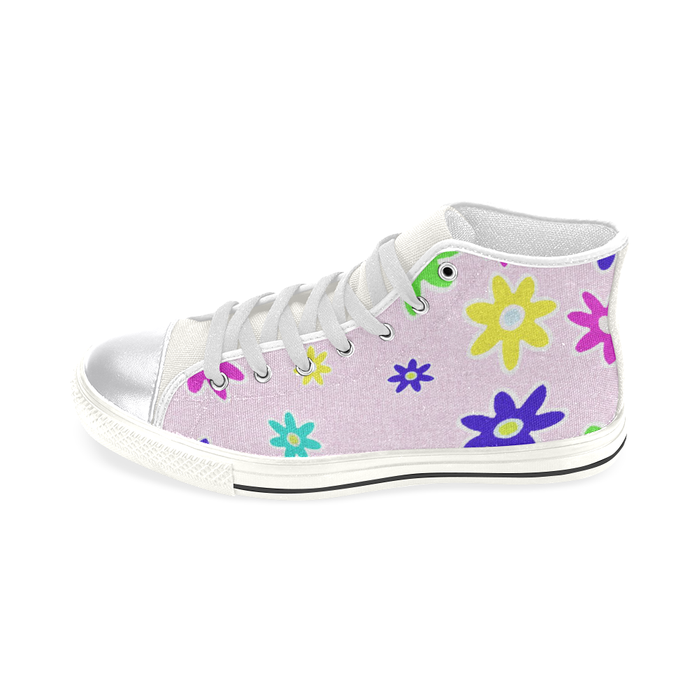 Floral Fabric 1C Women's Classic High Top Canvas Shoes (Model 017) ID