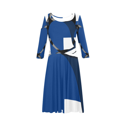 The Flag of Finland Elbow Sleeve Ice Skater Dress (D20)