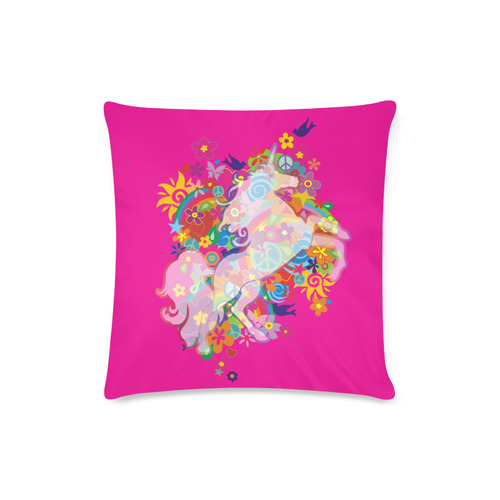 FLOWER POWER rainbow UNICORN multicolored Custom Zippered Pillow Case 16"x16"(Twin Sides)