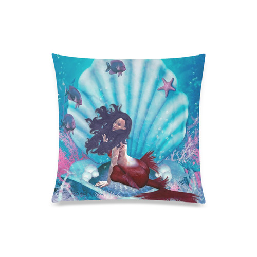 mermaid in a shell Custom Zippered Pillow Case 20"x20"(Twin Sides)