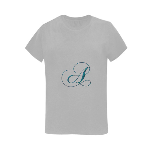 Letter A Blue - Jera Nour Women's T-Shirt in USA Size (Two Sides Printing)