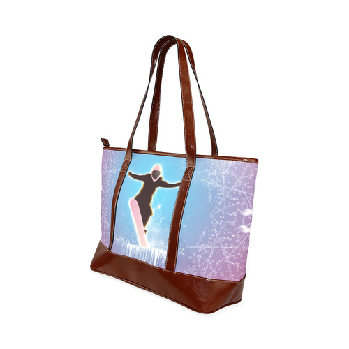 Snowboarding, snowflakes and ice Tote Handbag (Model 1642)