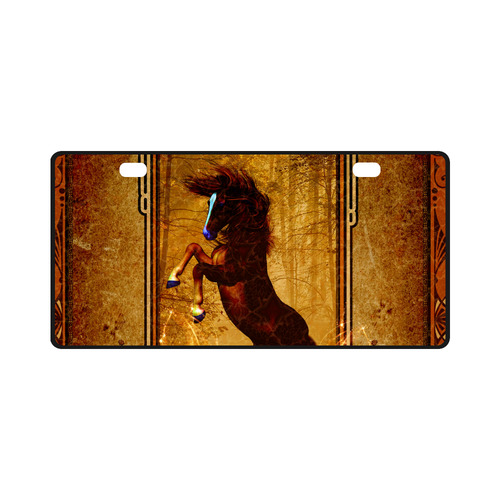 Awesome horse, vintage background License Plate
