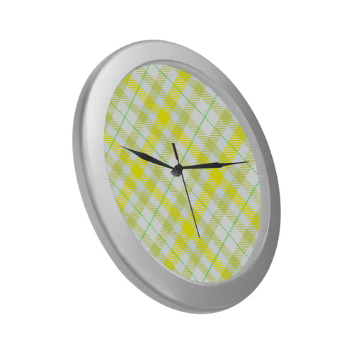 cozy and pleasant Plaid 1F Silver Color Wall Clock