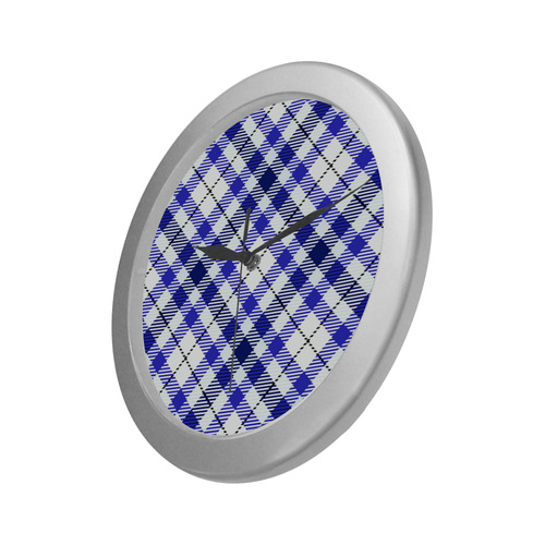 cozy and pleasant Plaid 1E Silver Color Wall Clock