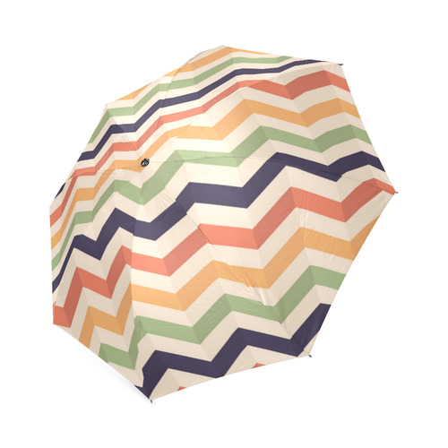 Cute Red Orange Green Chevron Stripes Foldable Umbrella (Model U01)