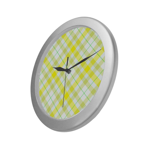 cozy and pleasant Plaid 1F Silver Color Wall Clock