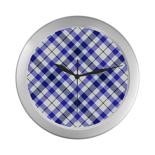 cozy and pleasant Plaid 1E Silver Color Wall Clock