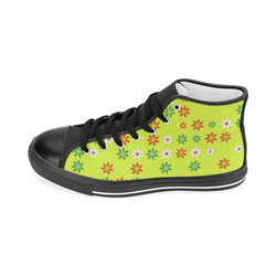 Floral Fabric 2C Women's Classic High Top Canvas Shoes (Model 017)