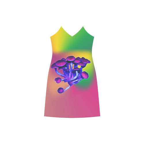 Magic Mushrooms V-Neck Open Fork Long Dress(Model D18)