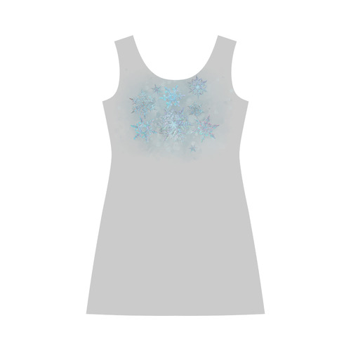 Snowflakes, snow, white and blue Bateau A-Line Skirt (D21)