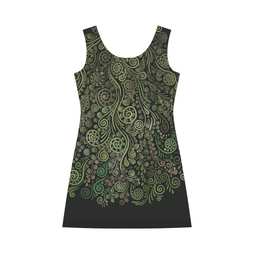 3D Ornaments -Fantasy Tree, green on black Bateau A-Line Skirt (D21)