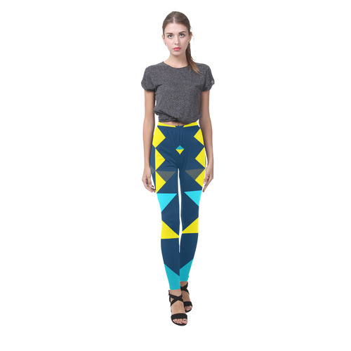 Shapes on a blue background Cassandra Women's Leggings (Model L01)