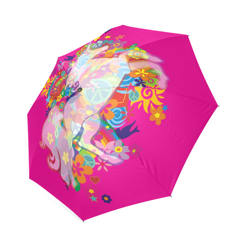 FLOWER POWER rainbow UNICORN multicolored Foldable Umbrella (Model U01)