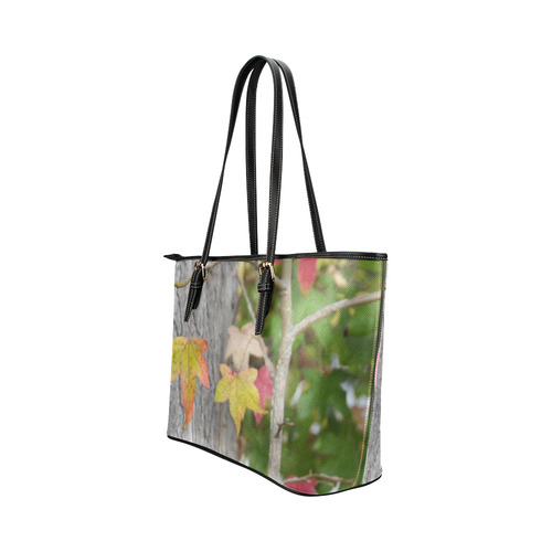 Leaves Bag Leather Tote Bag/Large (Model 1651)