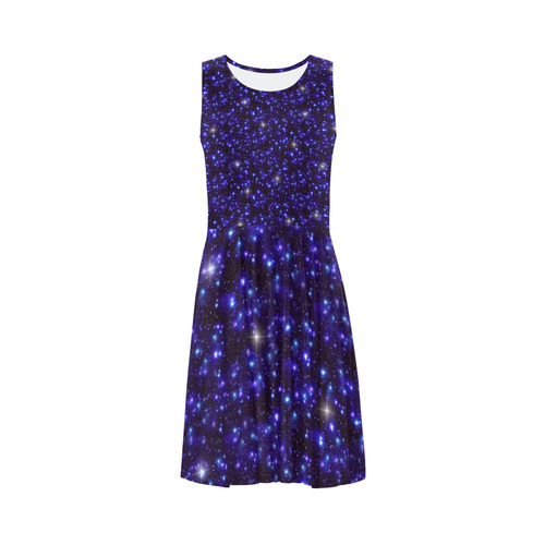 Galaxy Heaven Stars - Black Blue Sleeveless Ice Skater Dress (D19)