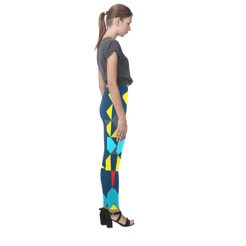 Shapes on a blue background Cassandra Women's Leggings (Model L01)