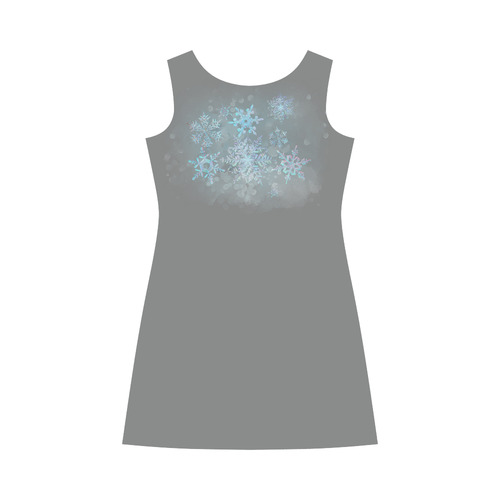 Snowflakes, snow, white and blue Bateau A-Line Skirt (D21)