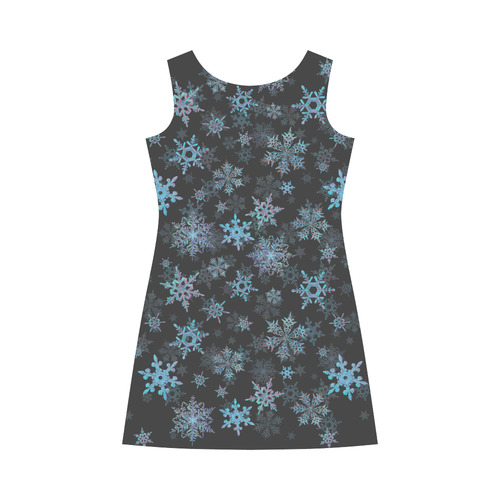 Snowflakes, Blue snow, stitched Bateau A-Line Skirt (D21)