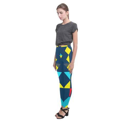 Shapes on a blue background Cassandra Women's Leggings (Model L01)