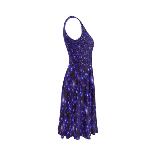 Galaxy Heaven Stars - Black Blue Sleeveless Ice Skater Dress (D19)