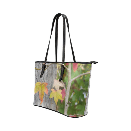 Leaves Bag Leather Tote Bag/Large (Model 1651)