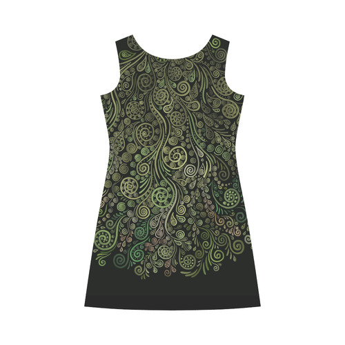 3D Ornaments -Fantasy Tree, green on black Bateau A-Line Skirt (D21)