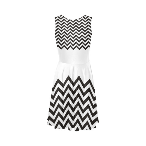 HIPSTER zigzag chevron pattern black & white Sleeveless Ice Skater Dress (D19)