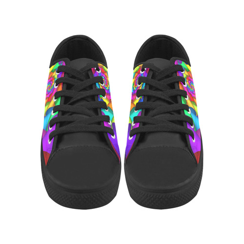 Psychedelic Rainbow Spiral Fractal Aquila Microfiber Leather Women's Shoes (Model 031)