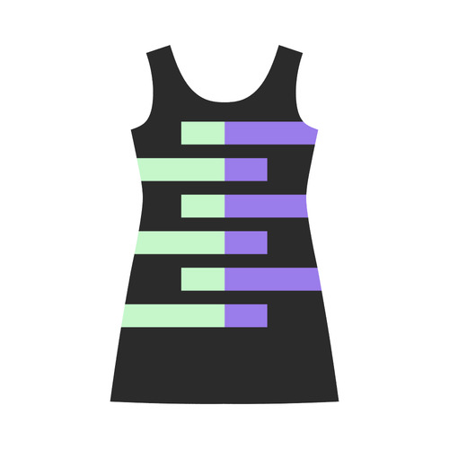 Black Background Offset Stripes Cut Bateau A-Line Skirt (D21)