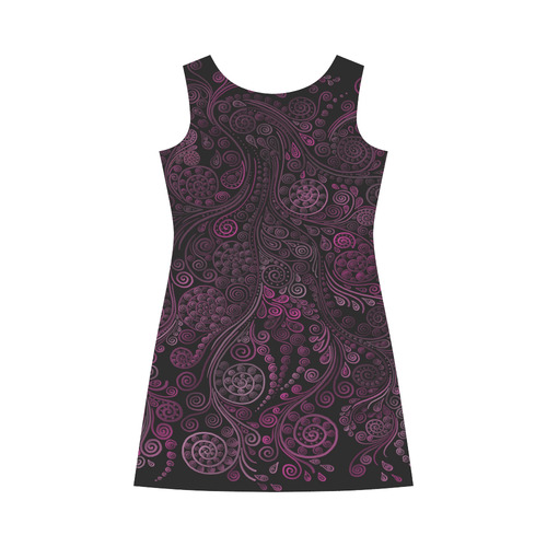 3D psychedelic ornaments, magenta Bateau A-Line Skirt (D21)