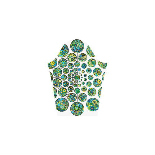 Flower Power CIRCLE Dots in Dots cyan yellow black 3/4 Sleeve Sundress (D23)